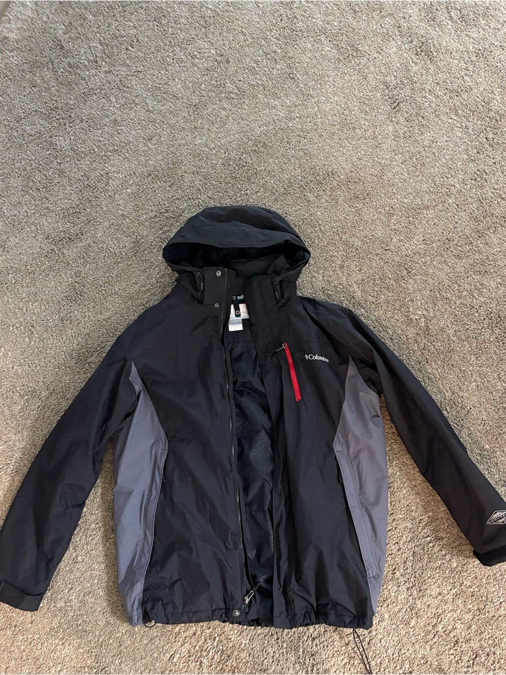 Columbia Men’s L 3-in-1 Interchange Jacket Omni-Tech Waterproof Black/Gray